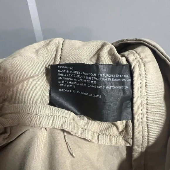 Theory Mens Zaine SWS Patton 8" Inseam Flat Front Chino Shorts Brown Size 40 - Picture 5 of 5